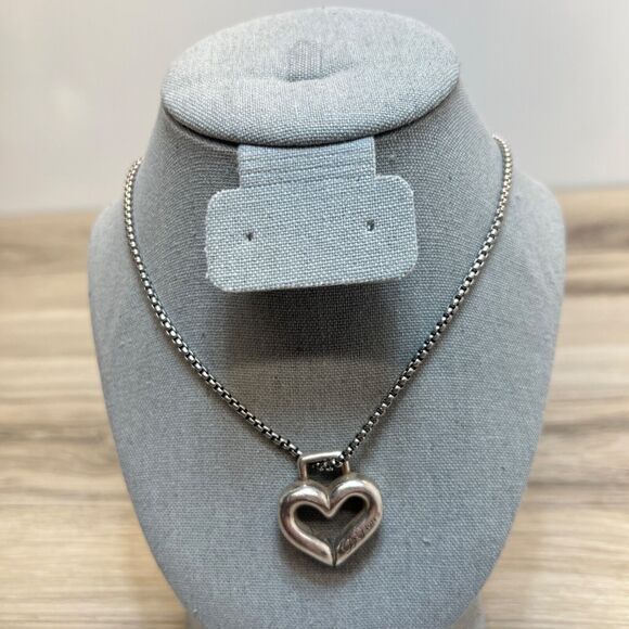 Brighton Radiant Hearts Necklace 22" Silver Toned Chain Hollow Heart Logo - Picture 1 of 8